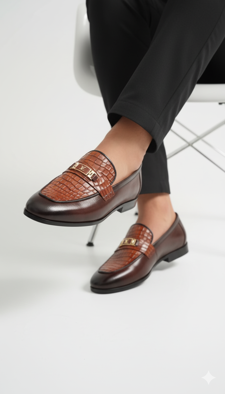 HP-Crocodile Milled Loafer-1080-BR