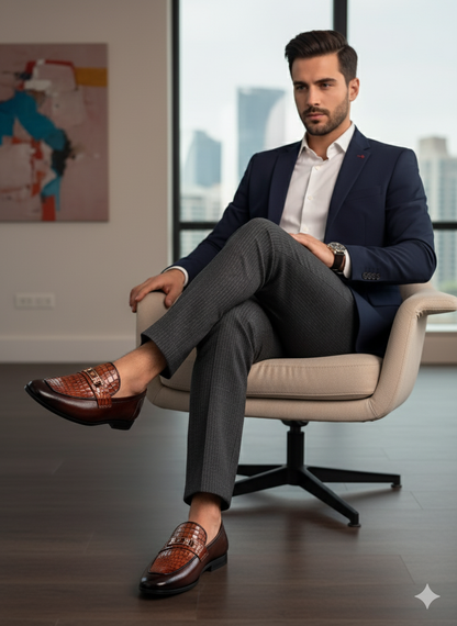 HP-Crocodile Milled Loafer-1080-BR