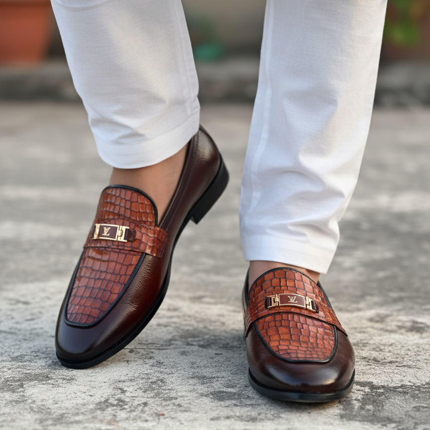 HP-Crocodile Milled Loafer-1080-BR