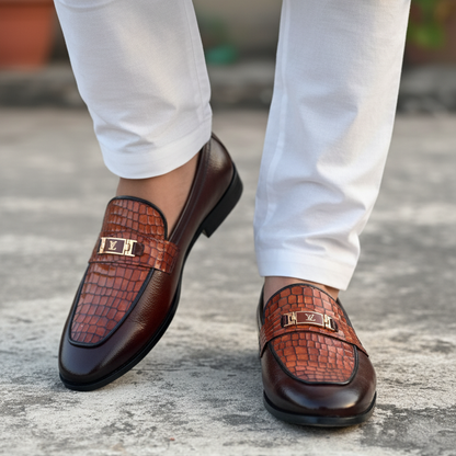 HP-Crocodile Milled Loafer-1080-BR