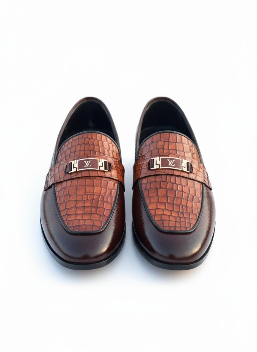 HP-Crocodile Milled Loafer-1080-BR