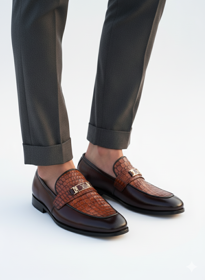 HP-Crocodile Milled Loafer-1080-BR