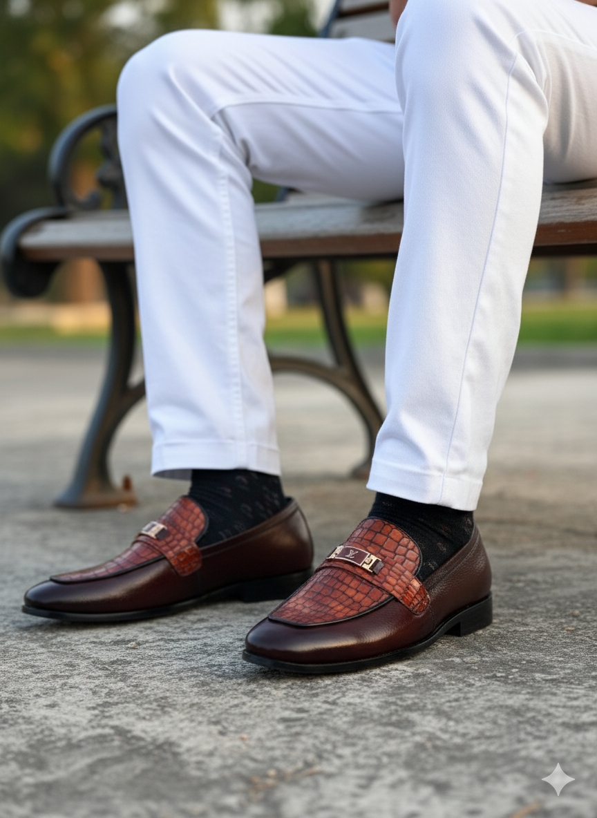 HP-Crocodile Milled Loafer-1080-BR