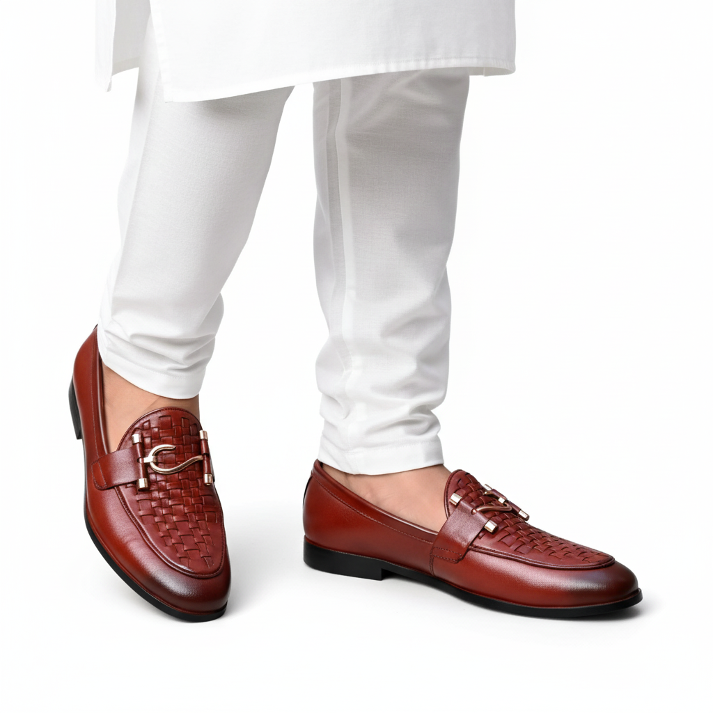 HP-S Knitted Red Loafer-1015-BR