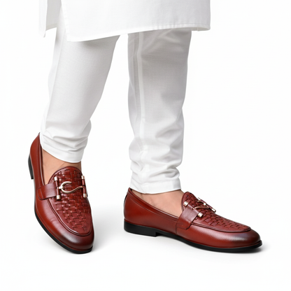 HP-S Knitted Red Loafer-1015-BR