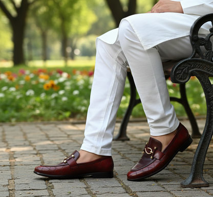 HP-S Buckle Red Loafer-1011-BR