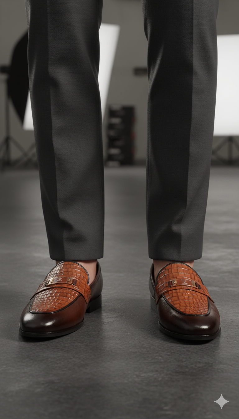 HP-Crocodile Milled Loafer-1080-BR