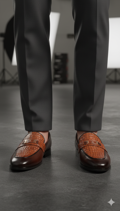 HP-Crocodile Milled Loafer-1080-BR